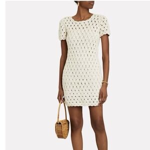 Intermix Sonia Crotchet Mini Dress Womens Small Ivory Coastal Cottagecore Casual